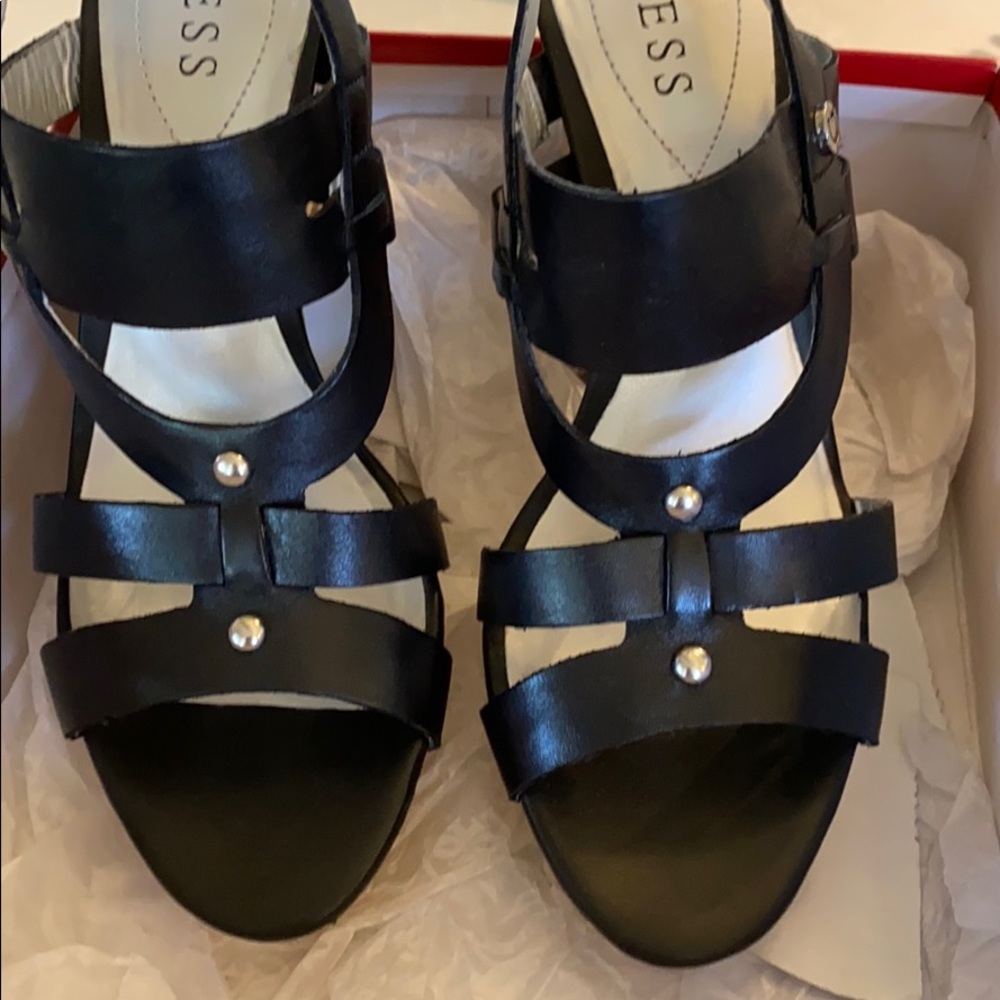 Black wedge sandals